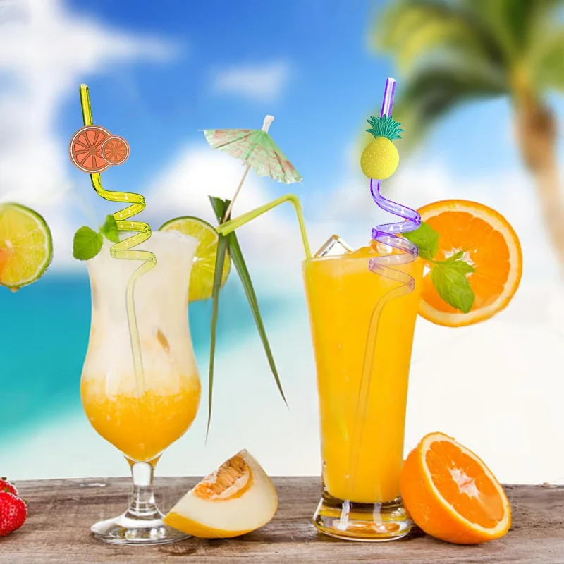 

8Pieces'S Reusable CurlyParty ColorfulFruitDrinkingStrawsForChildren