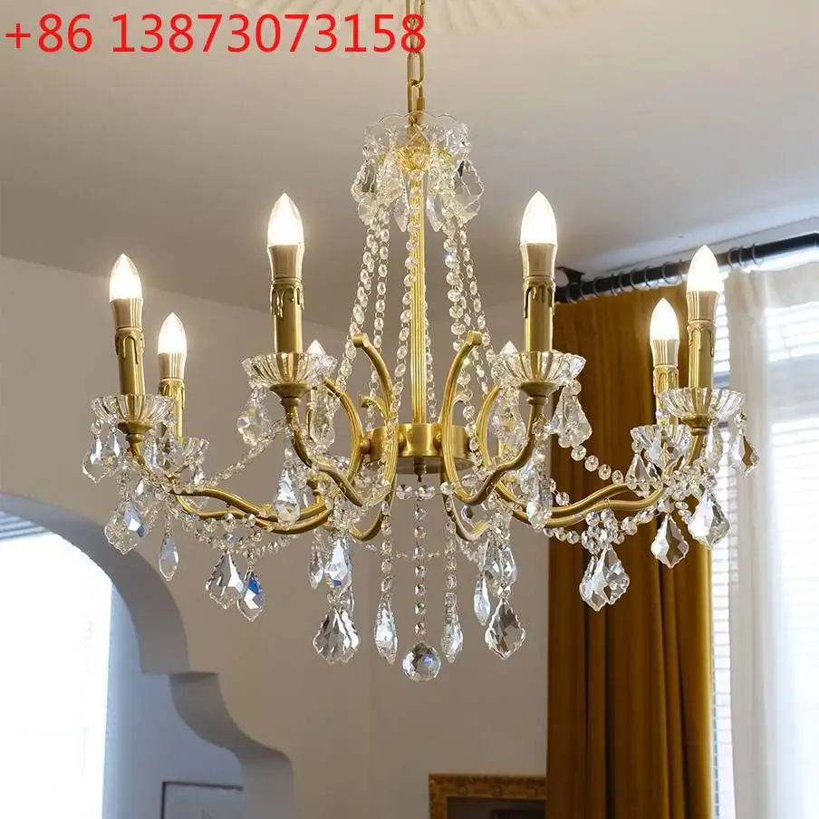 

Французская полностью медная хрустальная люстра в американском европейском стиле, вилла, гостиная, гардеробная, лампа