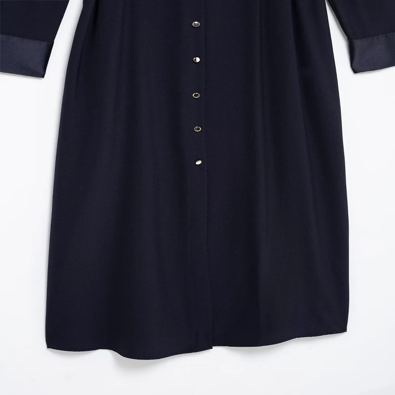 Koekop 2024 moda mujer Color sólido laberinto camisa estilo vestido Vintage Casual suelto mujer Chic vestidos de señora