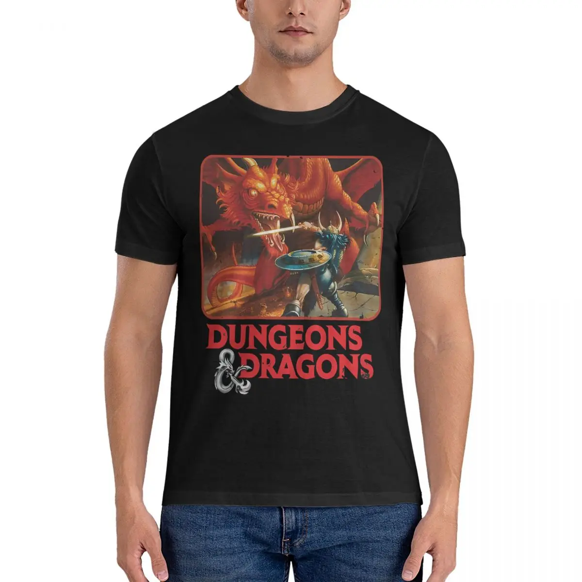 GAME T-Shirts Men D-Dungeons And Dragons DND Awesome Cotton Tee Shirt Round Neck Short Sleeve T Shirt Gift Idea Clothes