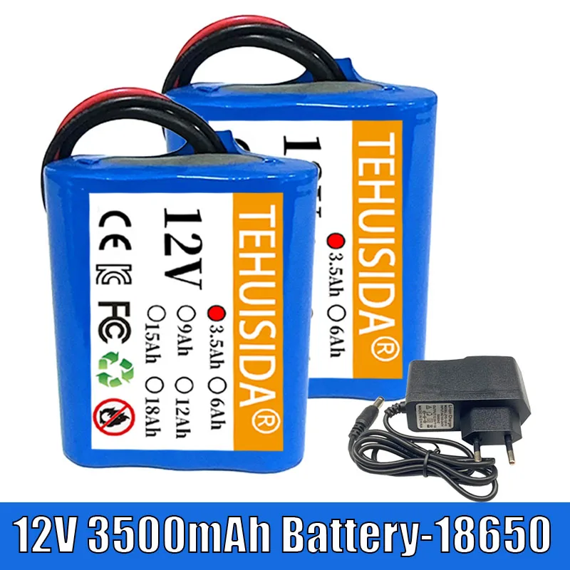 Nouveau Pack de batterie au Lithium 12V 3500mAh 3S1P 18650 avec panneau de Protection BMS batterie Rechargeable en option 12.6V 1A chargeur spécial