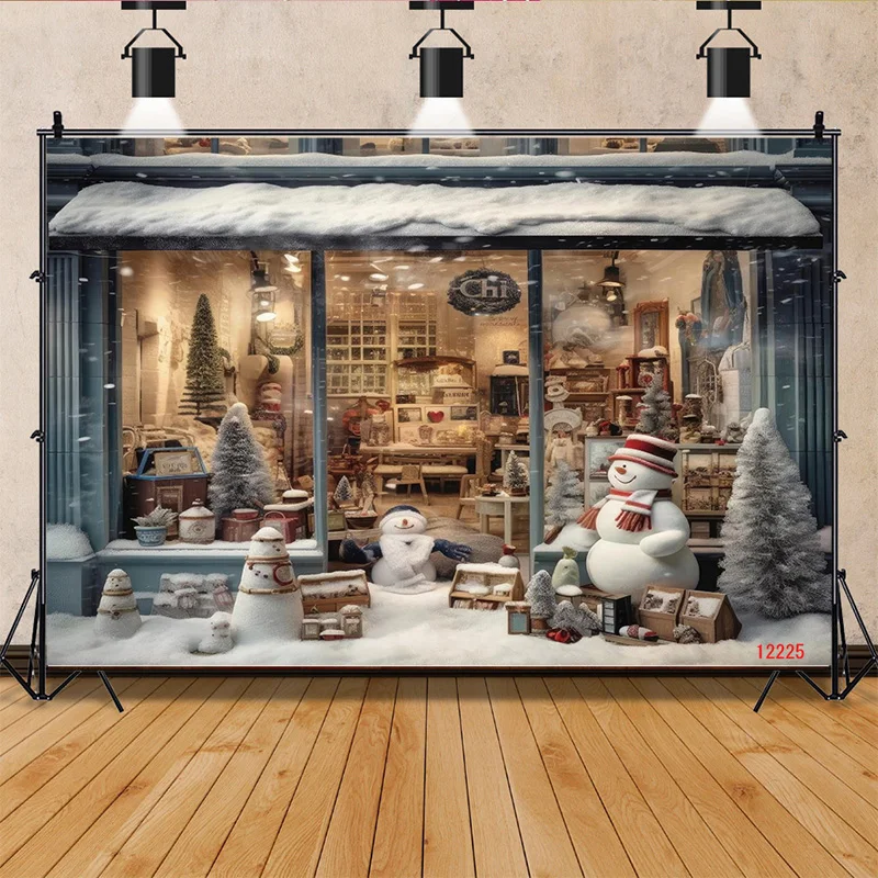 SHENGYONGBAO Christmas Day Fireplace Photography Backdrops Gift Box Candy Chimneys Snowflake Window Studio Background WW-41