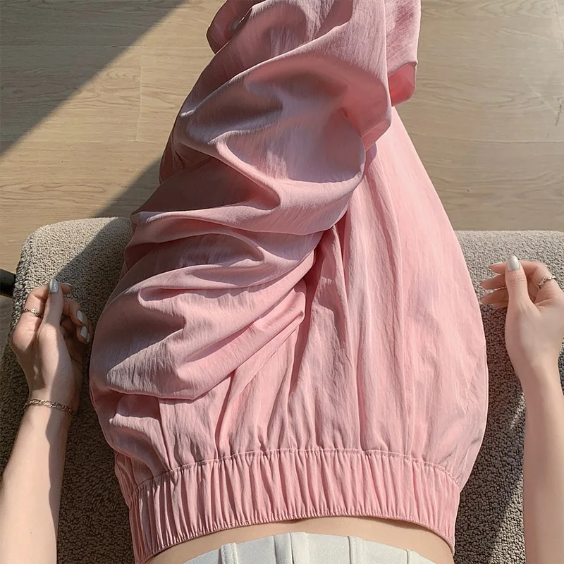 الربيع الصيف النساء فضفاضة بنطال ذو قصة أرجل واسعة عادية مرونة الخصر مستقيم طويل بنطال ذو قصة أرجل واسعة الإناث السراويل النسائية غير رسمية بنطلون