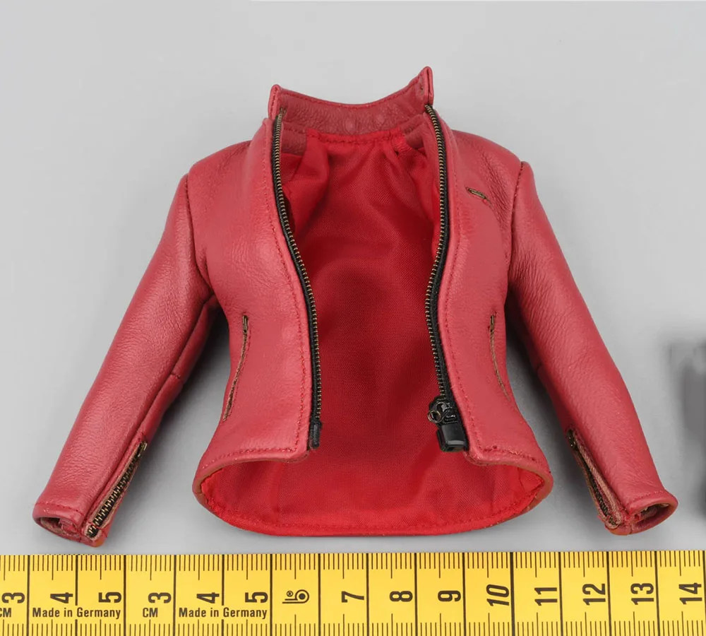 1/6 DAMTOYS DAM DMS031 Female Girl Evil Claire Game Character Red Leather Tops Coat with Pattern Fit 12\