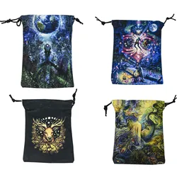 Drawstring Tarot Card Bags Double Sided Print Tarot Card Board Game Storage Holder Pouch For Tarot Enthusiasts