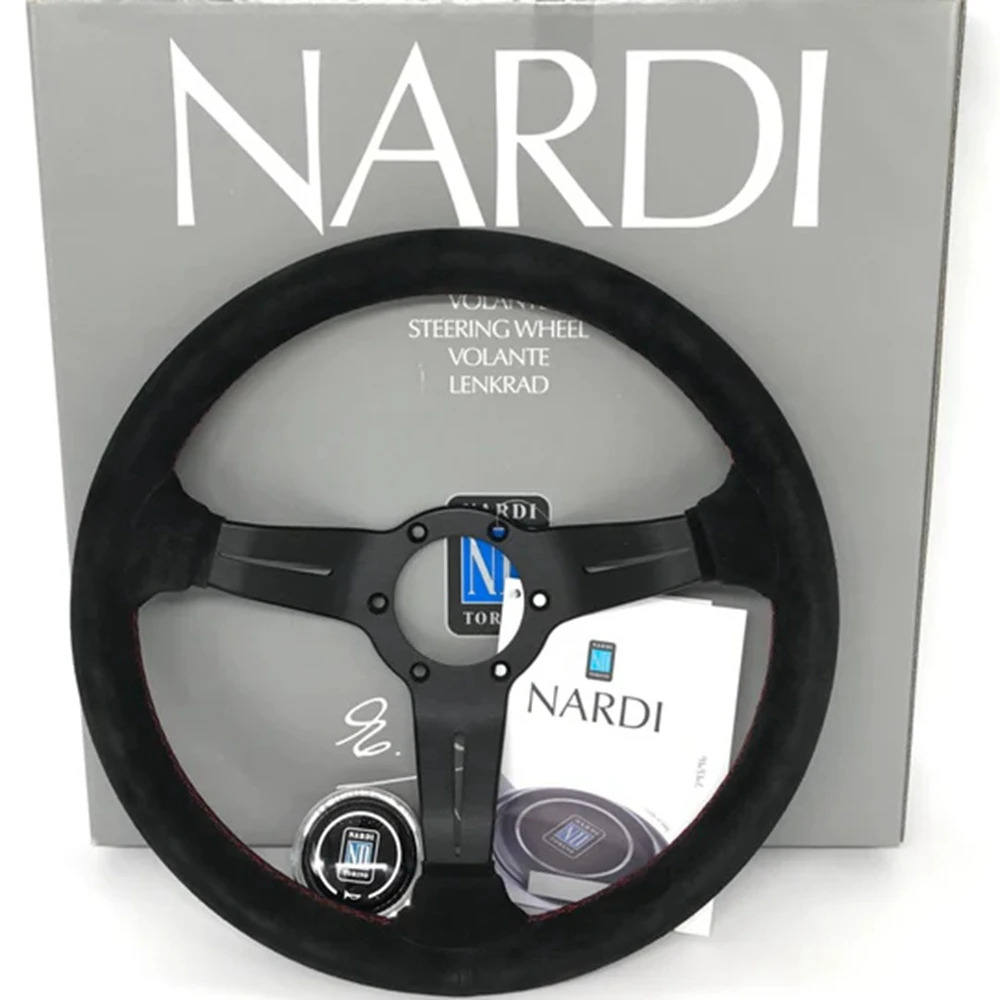 350MM Universal Racing Drift Nardi Steering Wheel Car Suede Leather JDM Steering Wheel Volantes For VW HONDA TOYOTA BMW Volvo