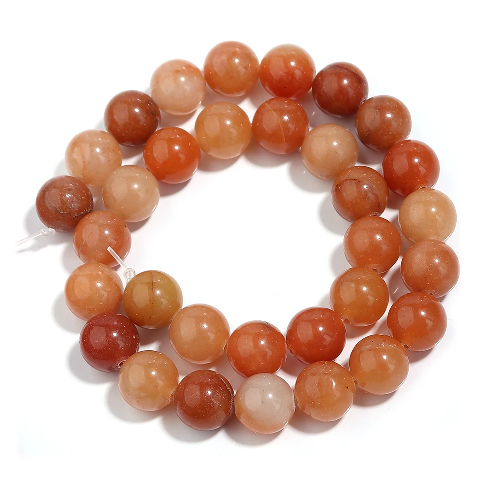 1 Strand Red Aventurine Jade Natural Stone Beads For Jewelry Making Round Loose Spacer Beads DIY Bracelets Necklace Accessories