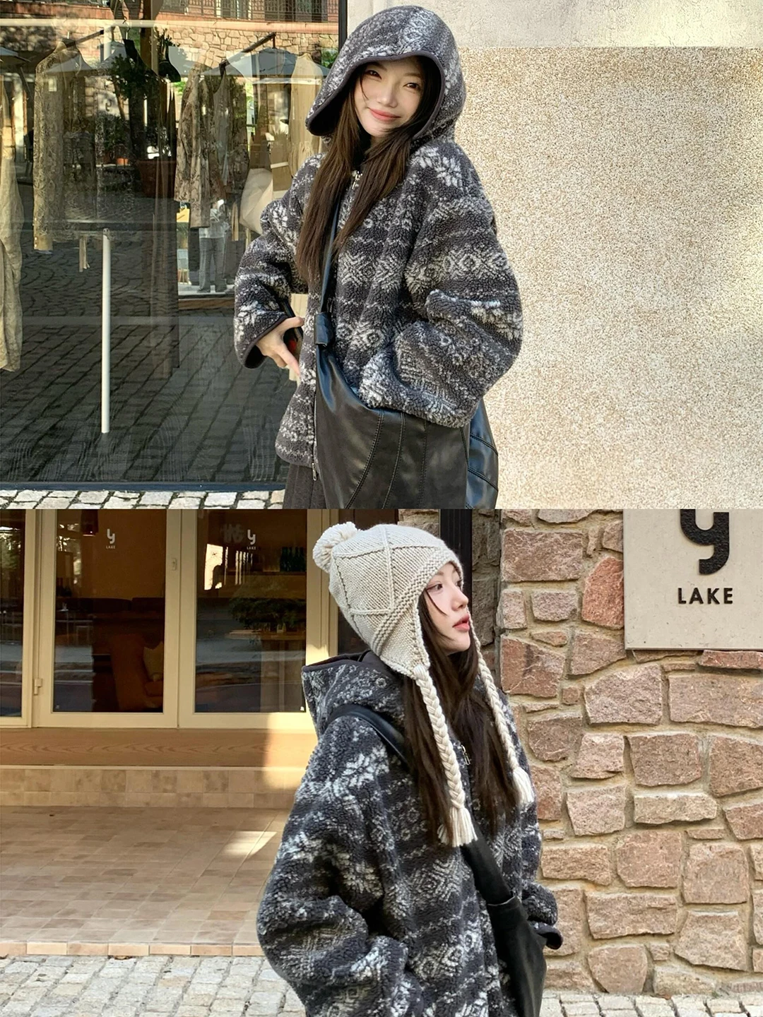 

Thiened Hooded Cotton Jaet Men's Women's Winter Warm Faionable Retro American Sle Fce Lined Cotton Coat