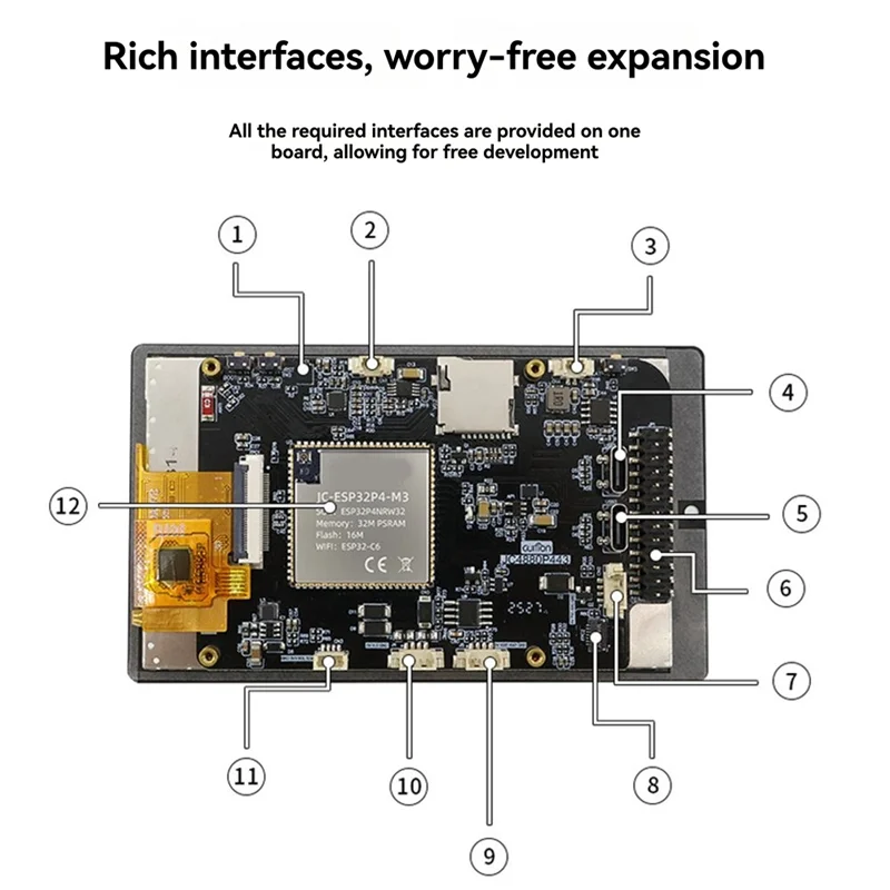 FFYY-ESP32-P4/ESP32-C6 Papan Pengembangan Layar Sentuh Kapasitif IPS 4.3 Inci 480X800 untuk Pemrograman Sentuh Tingkat Lanjut