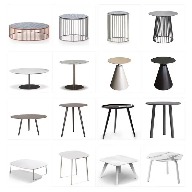 

Nordic outdoor coffee table casual simple designer round edge few solid wood dining table model room balcony rattan corner few