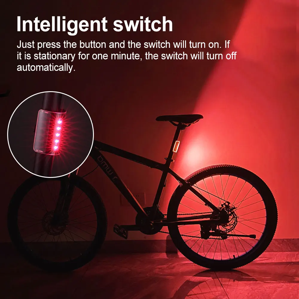 Bike Tail Light Bicycle Lights Memory Mode Red/Blue/Green/White LED Warning USB Waterproof Helmet Scooter Rear Taillight