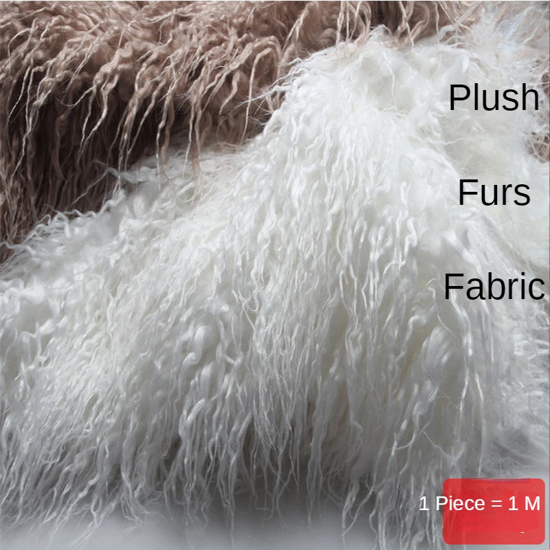 Plush Fabric By The Meter for Coats Clothing Diy Sewing Furs Cloth Decorative Thickened Winter Plain Black White Blue Soft Drape