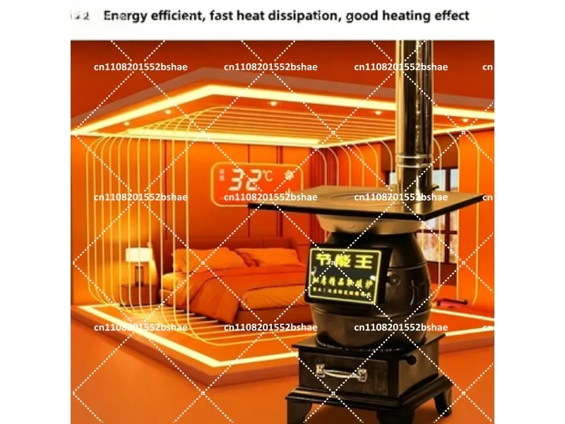 Cast Iron Wood Burning Stove for Home Heating, Dual-Purpose Firewood Stove for Rural Use