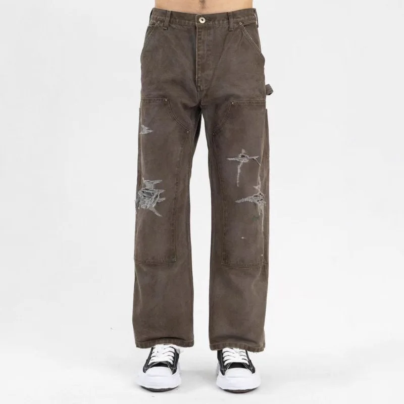 

Heavyweight Vintage Logging Work Pants Casual Straight Leg Trousers for Men Street Sle Cotton Youth Spring Season