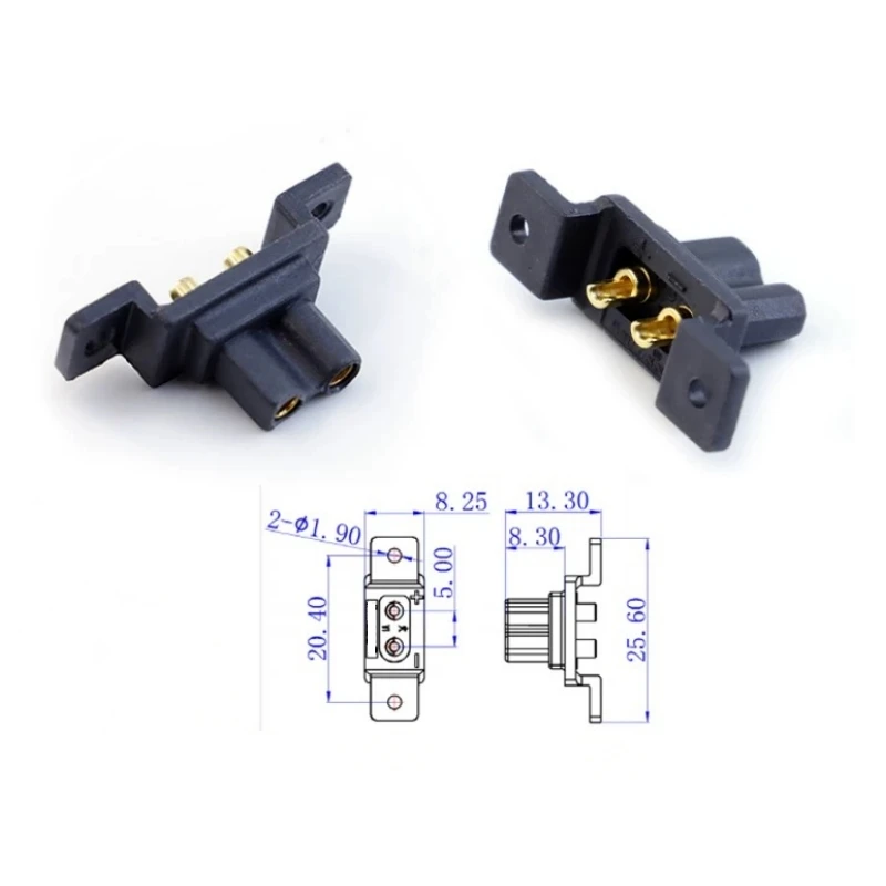 Conector macho hembra de alta corriente XT30G 30A, enchufe de acoplamiento fijo de carga de batería de litio para modelo RC, avión, coche, drone