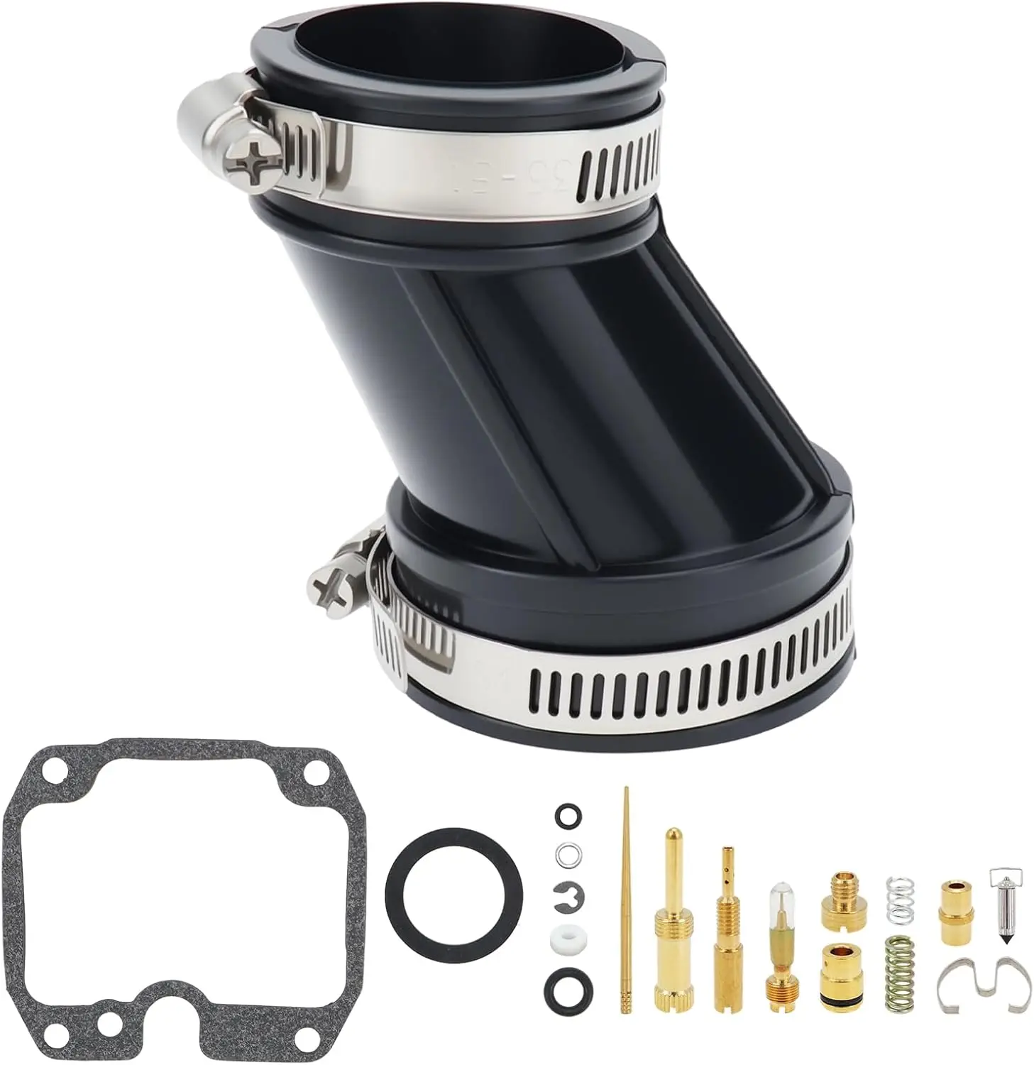 Carburetor Carb Repair Rebuild Kit with Air Intake Inlet Duct Tube Boot Fits for 1988-2002 Kawasaki Bayou 220 KLF 220 ATV