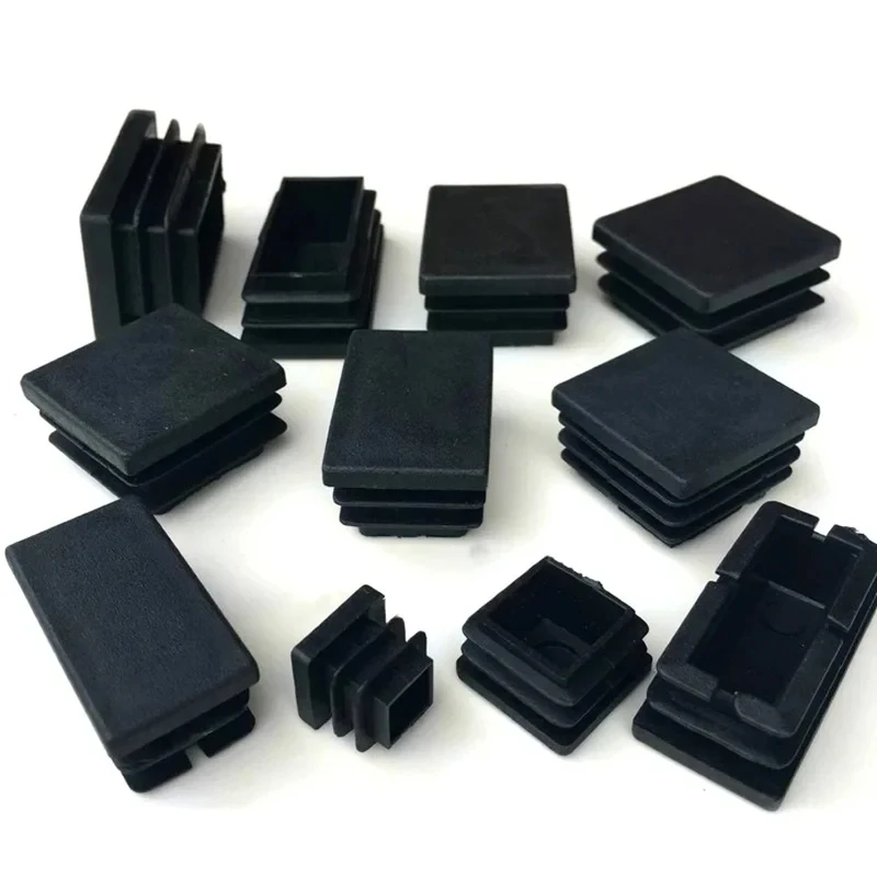 Factory WholesaleRectangle Plastic Black Blanking End Caps Furniture Leg Tube Pipe Inserts Plugs Bung Decorative Dust Cover