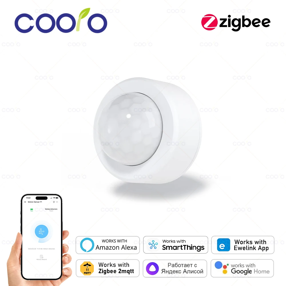 Zigbee Mini PIR Motion Sensor Human Motion Infrared Detector Security Alarm Work With Alexa Google Home Zigbee2MQTT Need Gateway