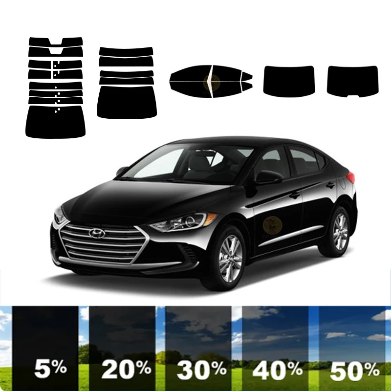 precut Removable Window Tint Film For Car 100% UVR 5%-35%VLT Heat Insulation Carbon ﻿For HYUNDAI ELANTRA 4 DR SEDAN 2017-2020