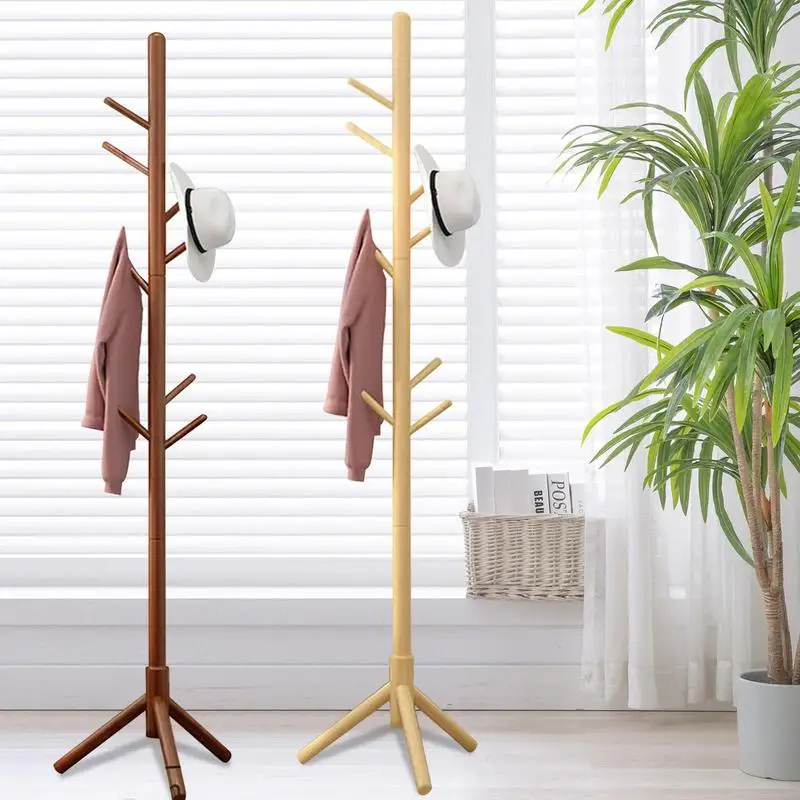 

Wood Coat Rack Hooks Coat Clothes Tree Stand Floor Standing Coat Rack Standing Coat Tree With 8 Hooks For Hallway Living Room