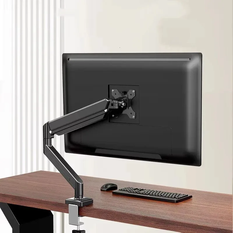 Set da 1 Pezzo Supporto per Monitor Singolo 17-32 Pollici con Braccio Regolabile in Altezza per Scrivania Casa e Ufficio