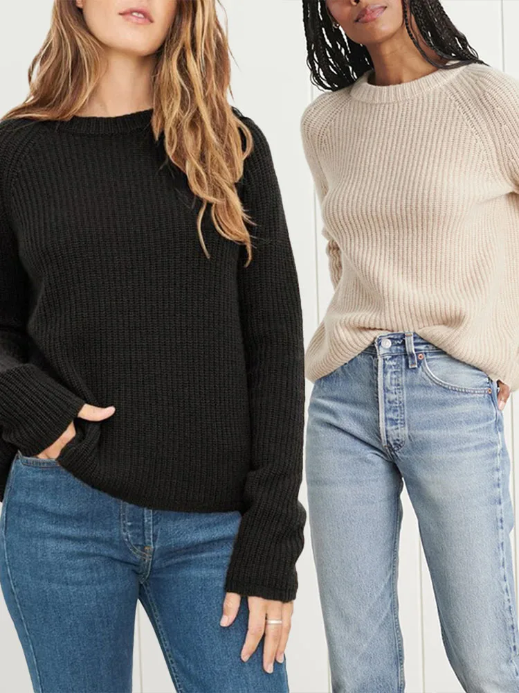 

Fashion Basic Women's Solid Color Round Neck Long Sleeve Sweater Pullover Commuting Female Soft Gray Warm Sweater For Women 2025