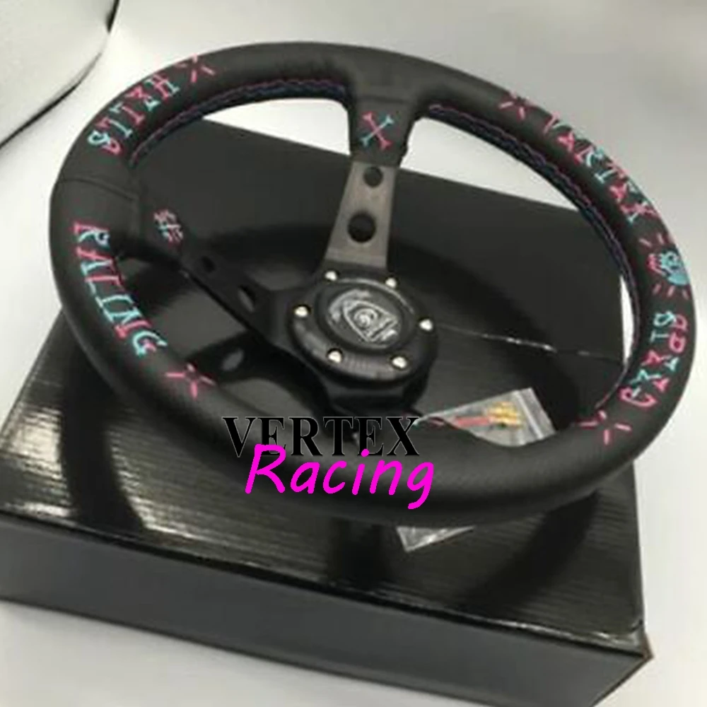 330MM Universal Speed Racing Vertex Steering Wheel JDM Deep Corn Sport Game Leather Speed VERTEX Steering Wheel For Toyota VW