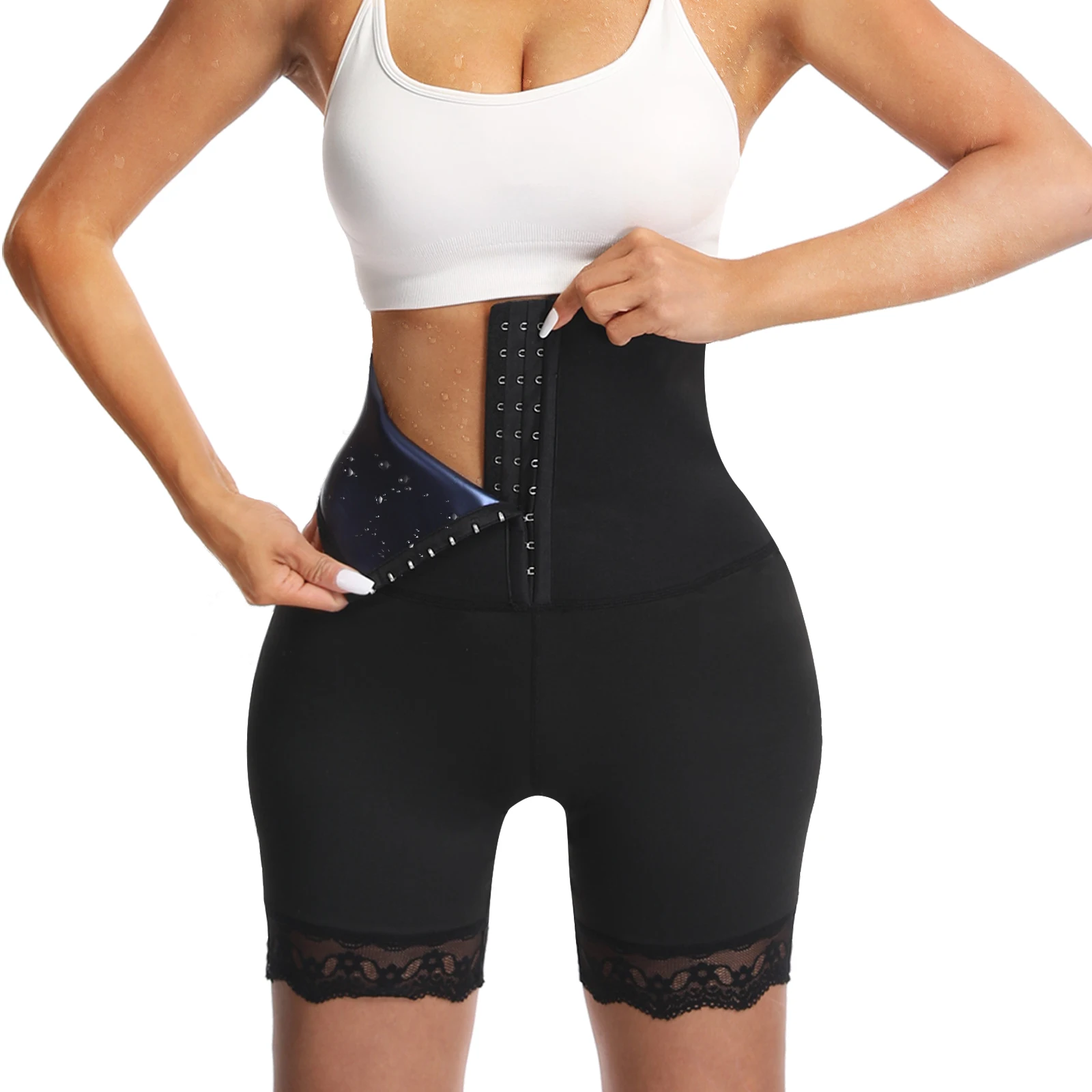 Shorts de sport et de fitness en dentelle pour femmes, pantalons sculptants à la taille