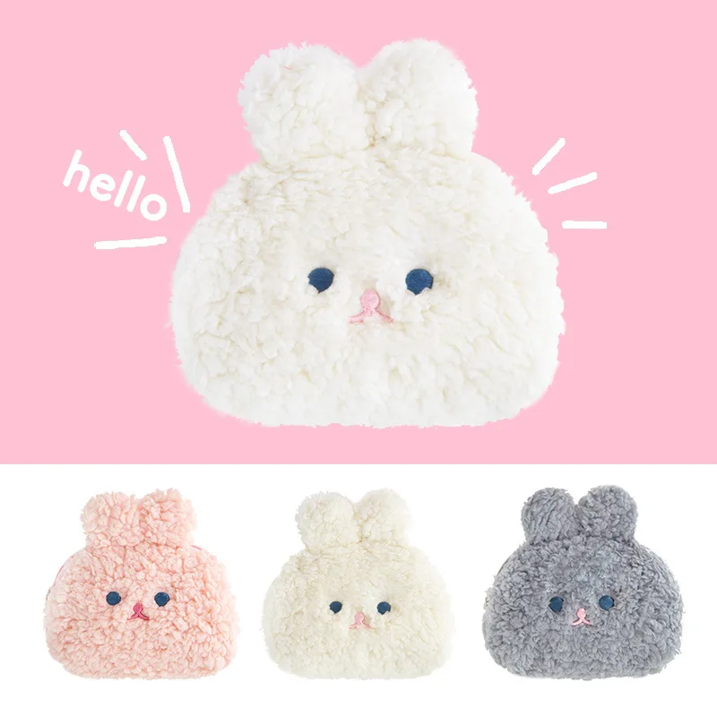 Cartoon Rabbit Fleece Plush Coin Purse Fur Cosmetic Bag Cute Girl Storage Bag Money Clutch Coin Purse Children's Wallet