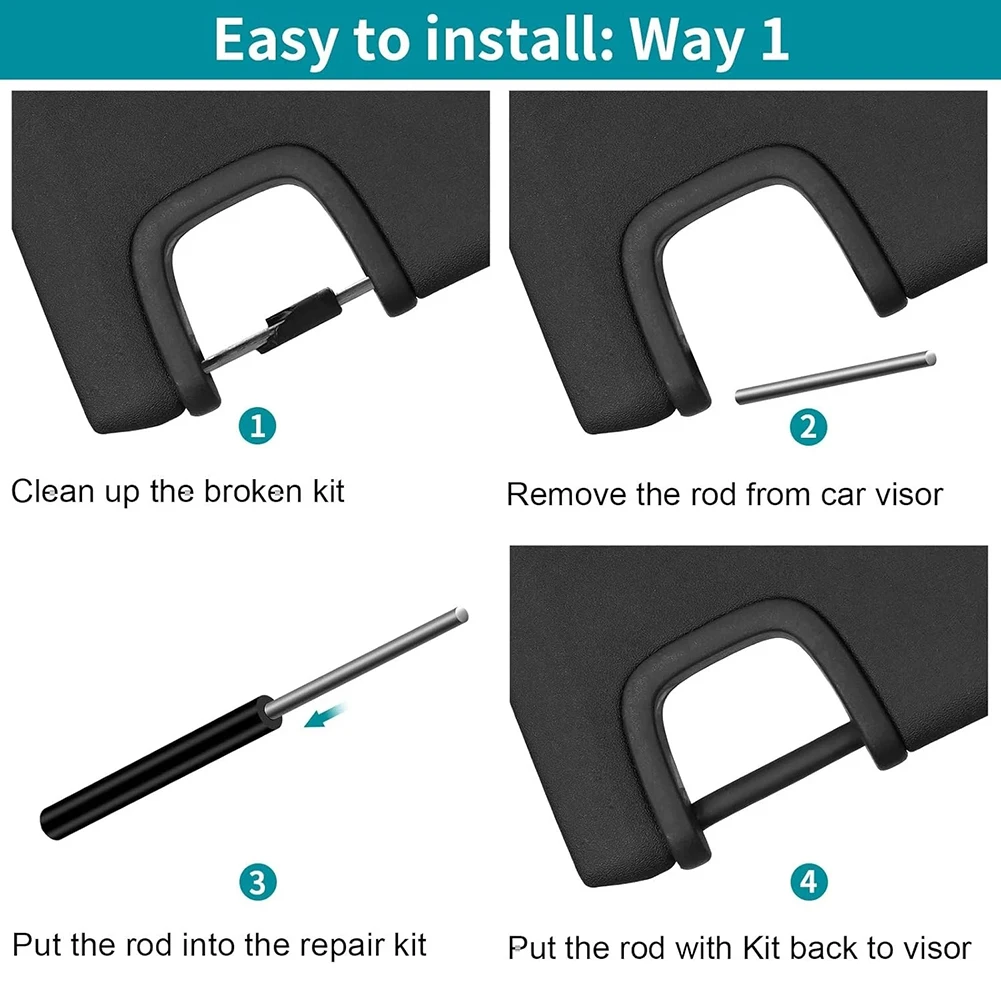 Sun Visor Repair Tubes 6 Pack Compatible with For Jeep For Wrangler JK and JKU 2007 2017 Driver and Passenger Side Replacement