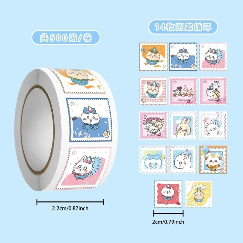 Chiikawa Stamp Style Roll Stickers Roll  Loop Patterns Cute Cartoon Character Decorative Stickers Journal Scrapbook