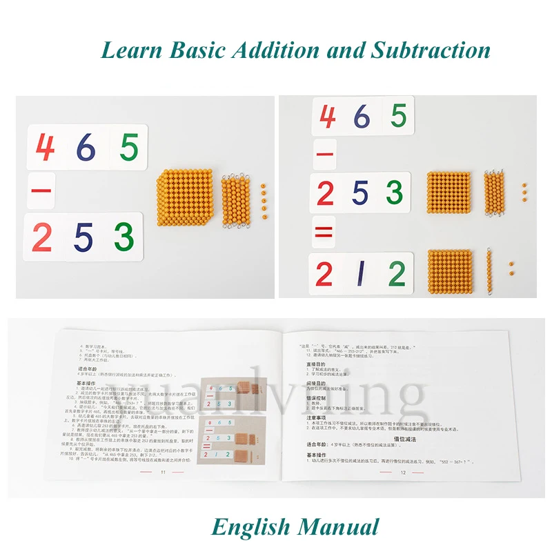 Giocattoli aritmetici per bambini Montessori Perline dorate Gioco di banca Materiali matematici Sussidio didattico decimale Giocattoli matematici