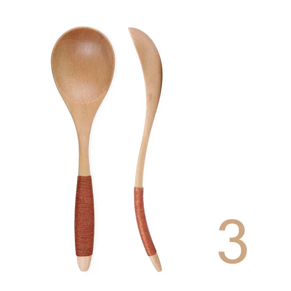 17.5cm Coffee Hand-made Catering Scoop Black Walnut Tableware Cooking Utensil Kitchen Tool Soup Spoon Wooden Spoon