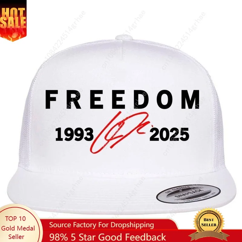 

Freedom Red Signature 1993-2025 Charlie Kirk Tribute Faith Christian Truth Rest In Peace RIP Flat Bill Trucker Hat Baseball Cap