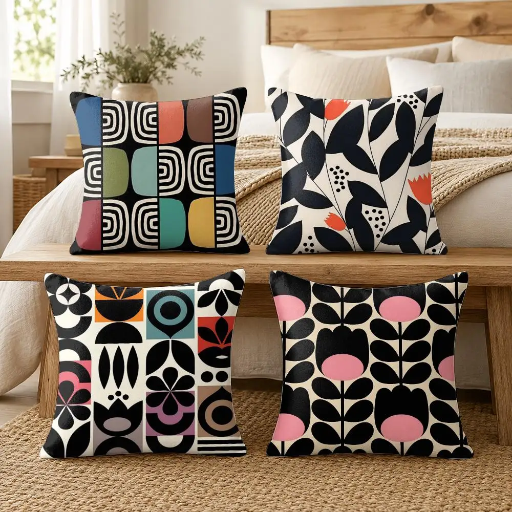 Modern Dark Geometric Design Cushion Cover Soft Short Plush Pillow Cover Smooth Cozy Texture Cushion Case Home Decor