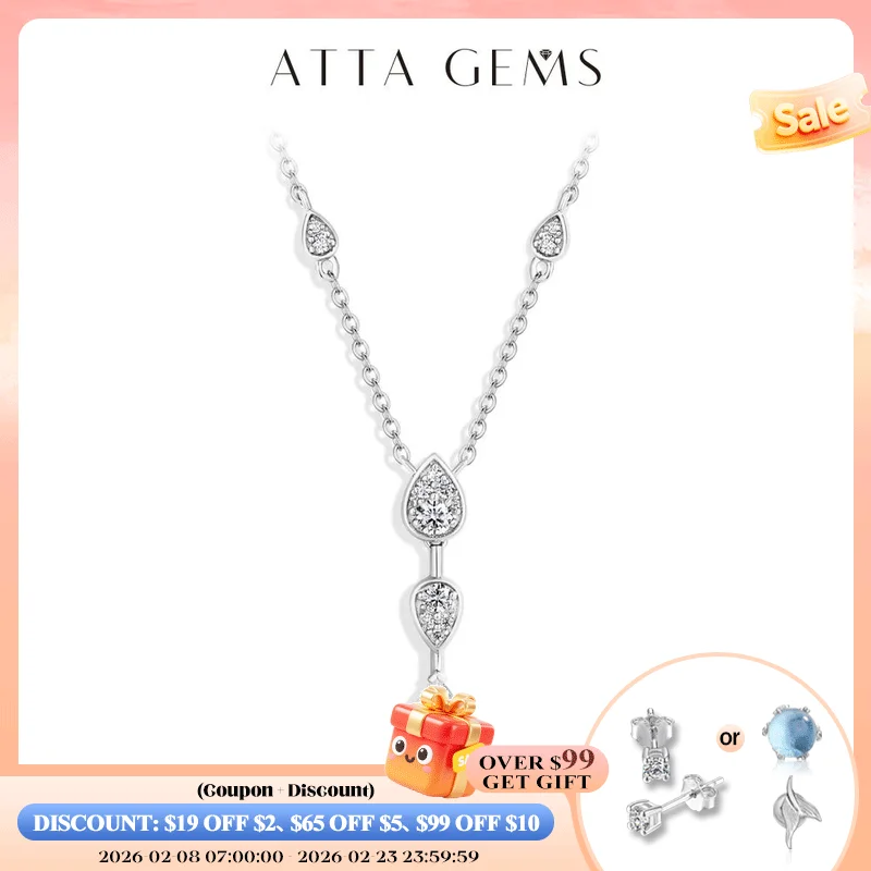

ATTAGEMS Water Drop Moissanite Necklace Y Shape S925 Sterling Silver Women Engagement Elegant Tassel Clavicle Chain High Quality