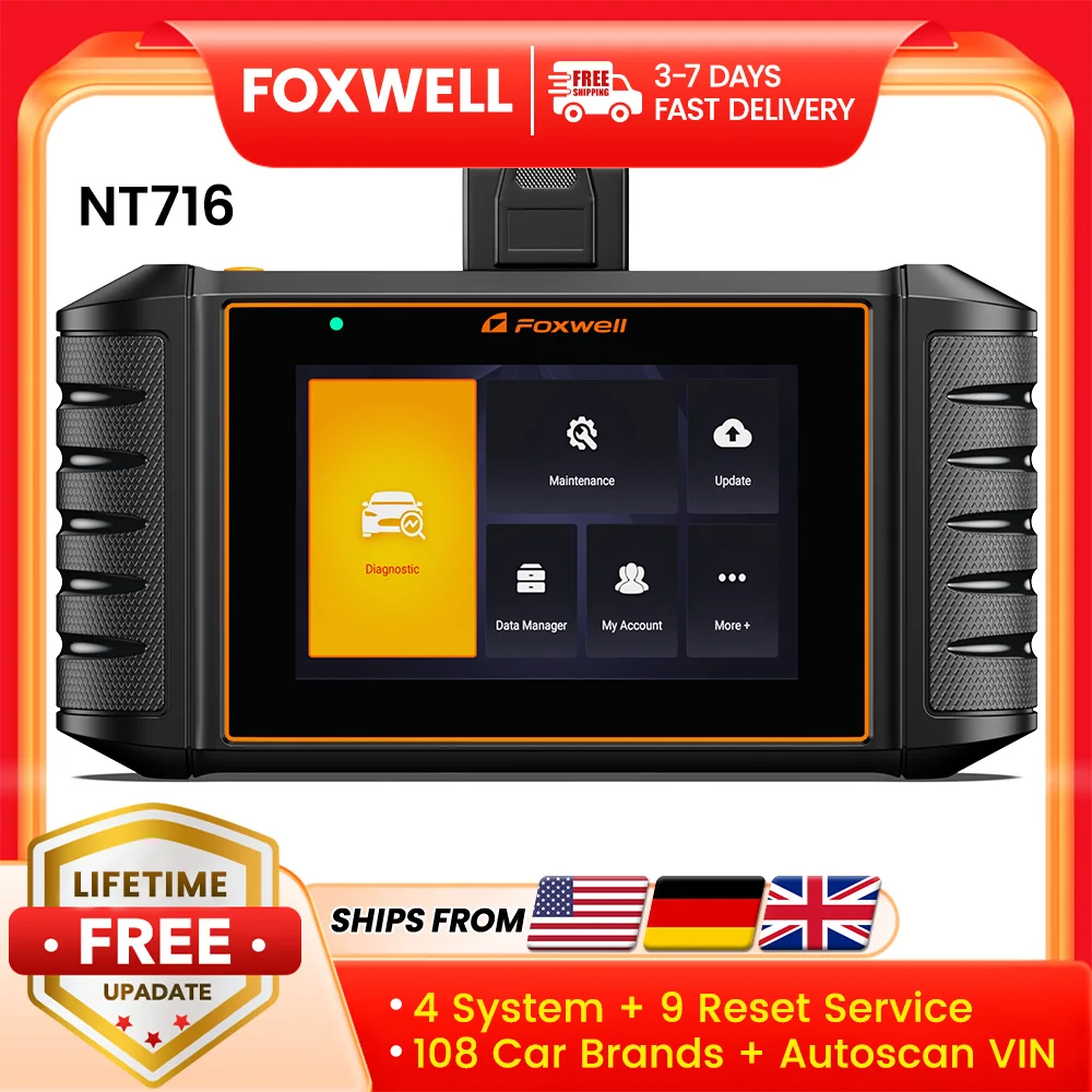 2025 FOXWELL NT716 OBD2 Scanner ABS EPB TPMS SAS TPS réinitialiser l'huile lecteur de Code OBD2 outil de Diagnostic du moteur de Transmission mise à jour gratuite