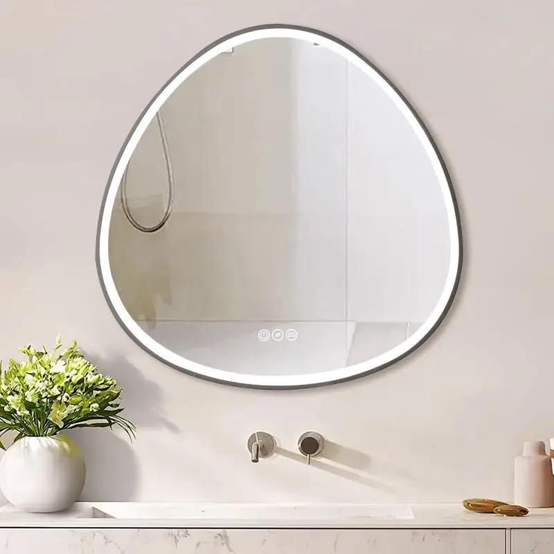 

32x32 in Gunmetal Grey Framed Dimmable Anti-Fog LED Vanity Mirror for Bathroom Use