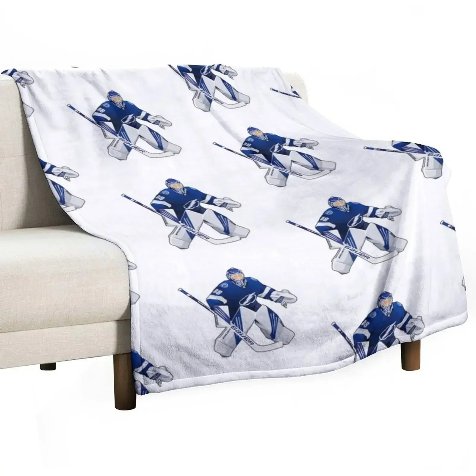 Andrei Vasilevski #88 Defend Goalie Throw Blanket For Decorative Sofa Comforter Blankets