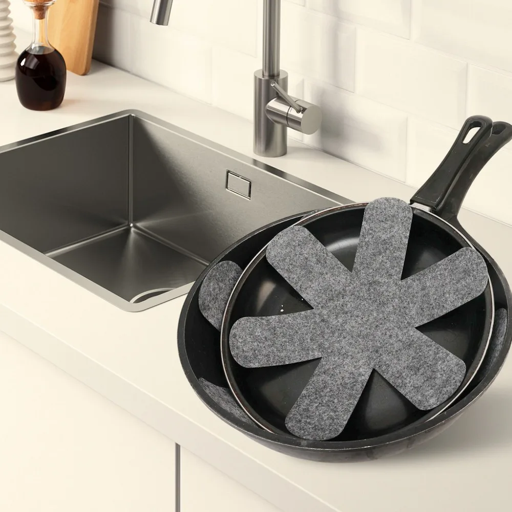 Grey Pot and Pan Protectors 5Pcs Pot Dividers Pad Non-woven Pans Separator Pads for Protecting Separators Pads Cookware