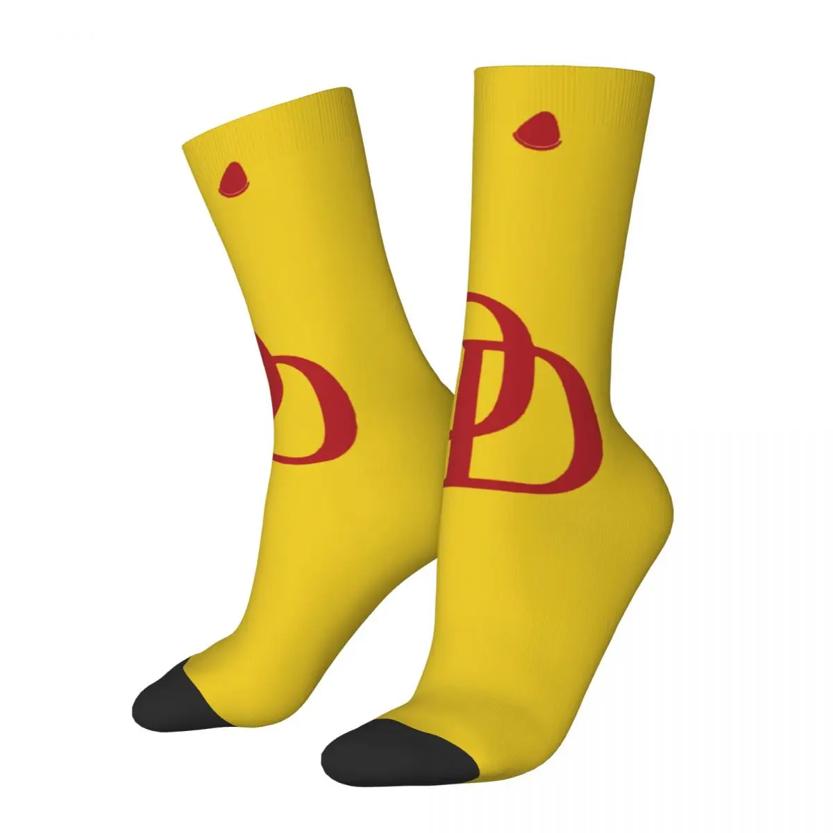 Funny Happy Men's compression Socks Yellow Vintage Harajuku Marvel Daredevil Street Style Novelty Seamless Crew Crazy Sock Gift