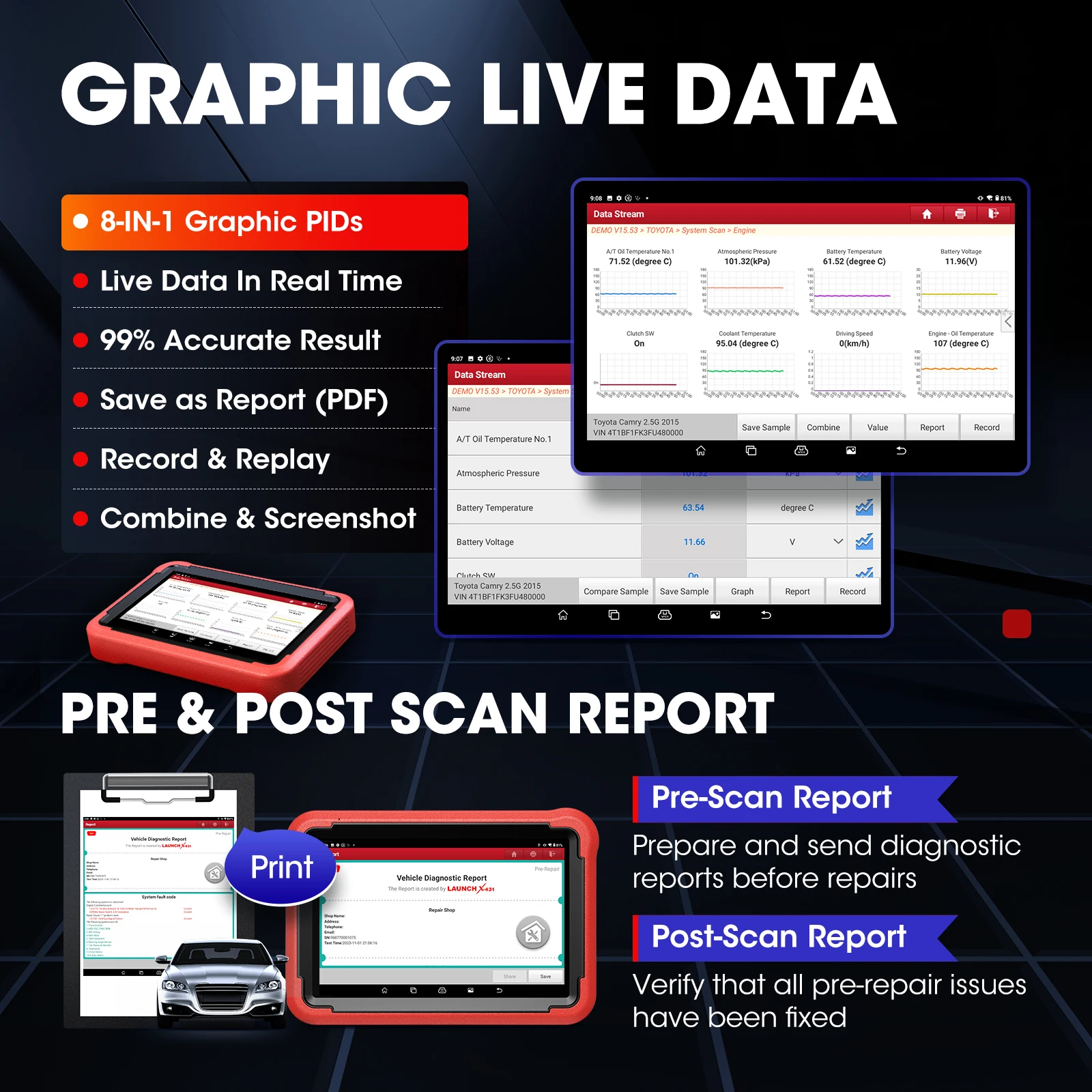 LAUNCH Diagnostic Tools OBD2 Scanner Diagnost Auto Automotive Tool Car Scan Autoscanner Diagnosis 2 Years Free Update