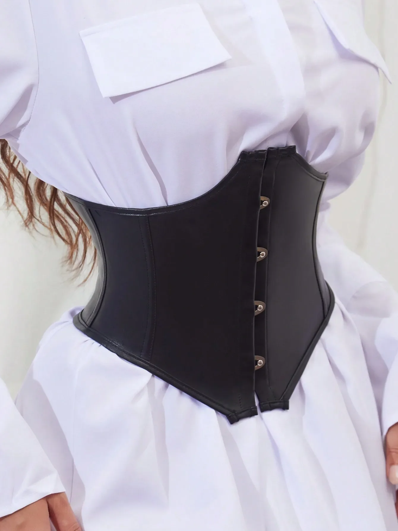 

1pc Women's Retro Satin Steel Boned Waist Trainer, Short Torso Shaper, Waist Cincher