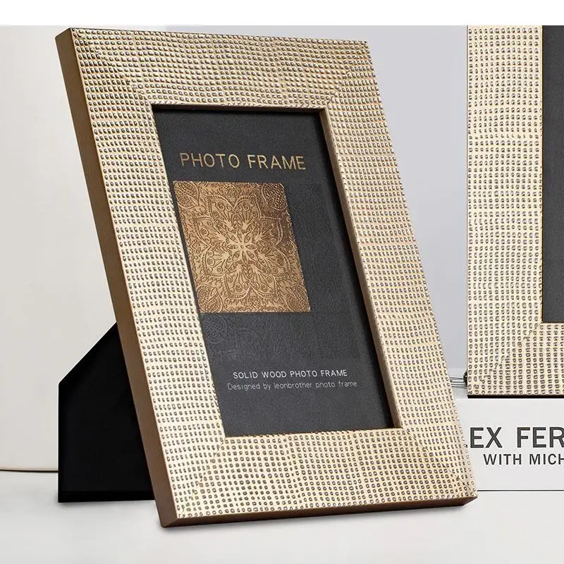 Gold Plated Photo Frame Modern Decor Wood Picture Figure Portrait Framed Art TV Cabinet Desk Decoration Ornaments