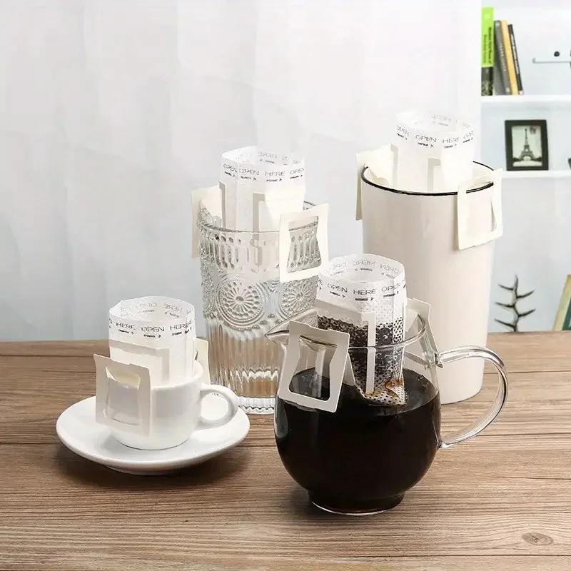 200Pcs Hanging Ear Coffee Filter Paper Disposable Drip Coffee Bags Portable Coffee Strainer for Home Camping Coffee Accessories