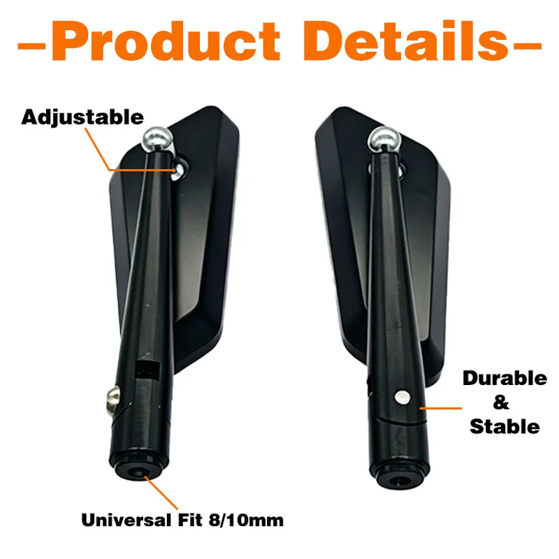 Motorradspiegel für MT-07, MT-09, MT-10, Z650, Z750, Z900, CB650R, NC750X, verstellbar, 8/10 mm, Rückspiegel, Motorradzubehör. – Detail 5