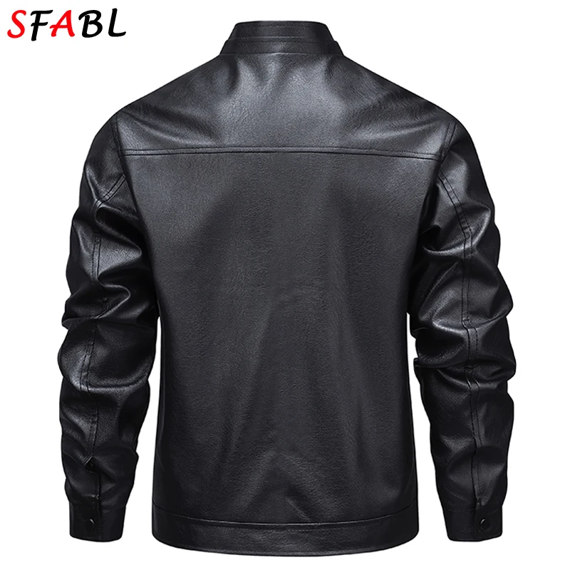 New Fashion Leather Jacket Men Autumn Winter Men's Motorcycle Jacket Biker Warm Windbreak PU Leather Coat Men Outerwear Black