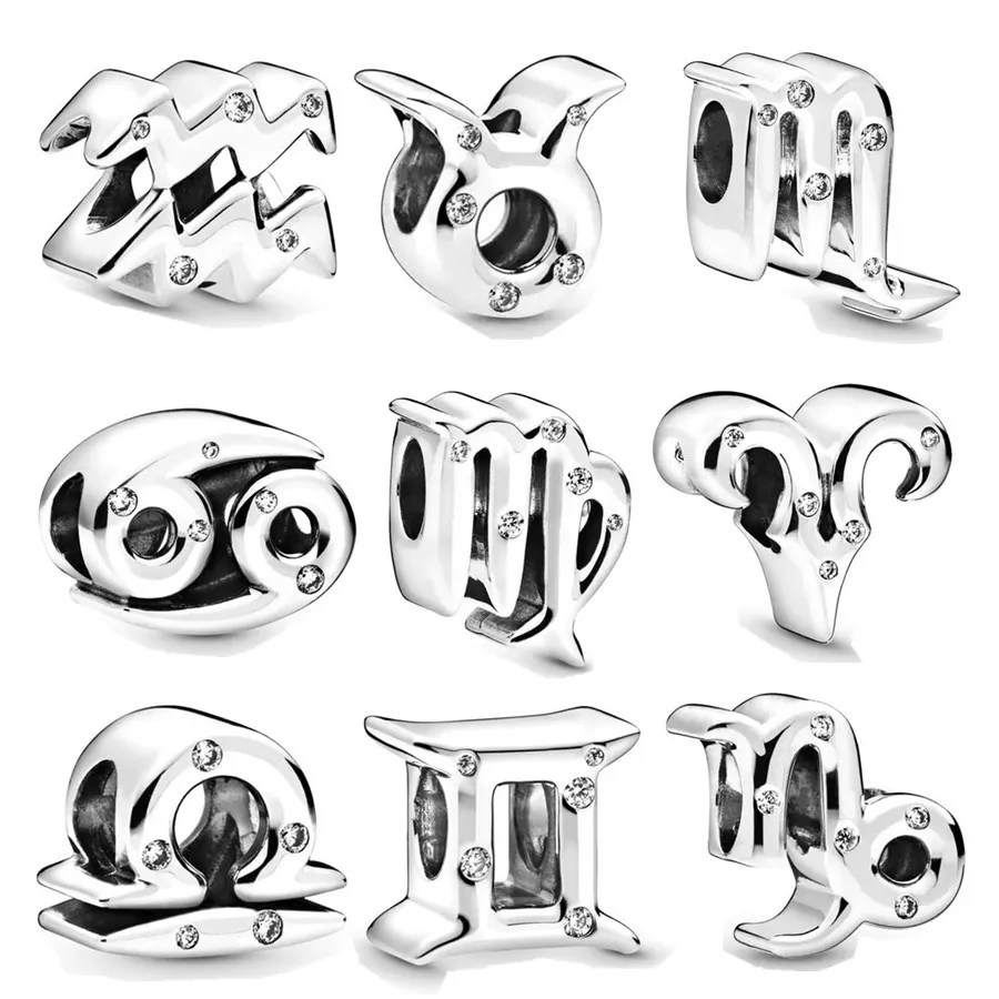 DIY Jewelry Twelve Constellation Gemini Pisces Scorpio Virgo Taurus Women Charm Bead Fit Original Silver 925 Bracelet Necklace