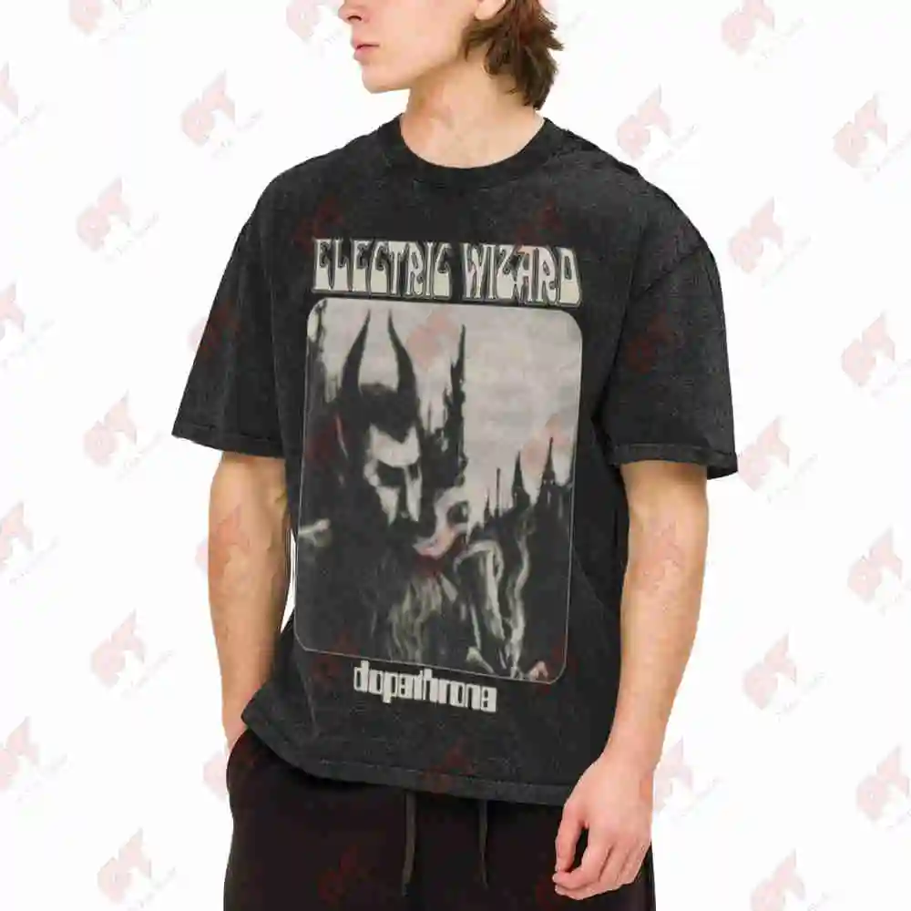 Electric Wizard Dopethrone Tour Vintage Washed Tee Pure Cotton T-Shirt