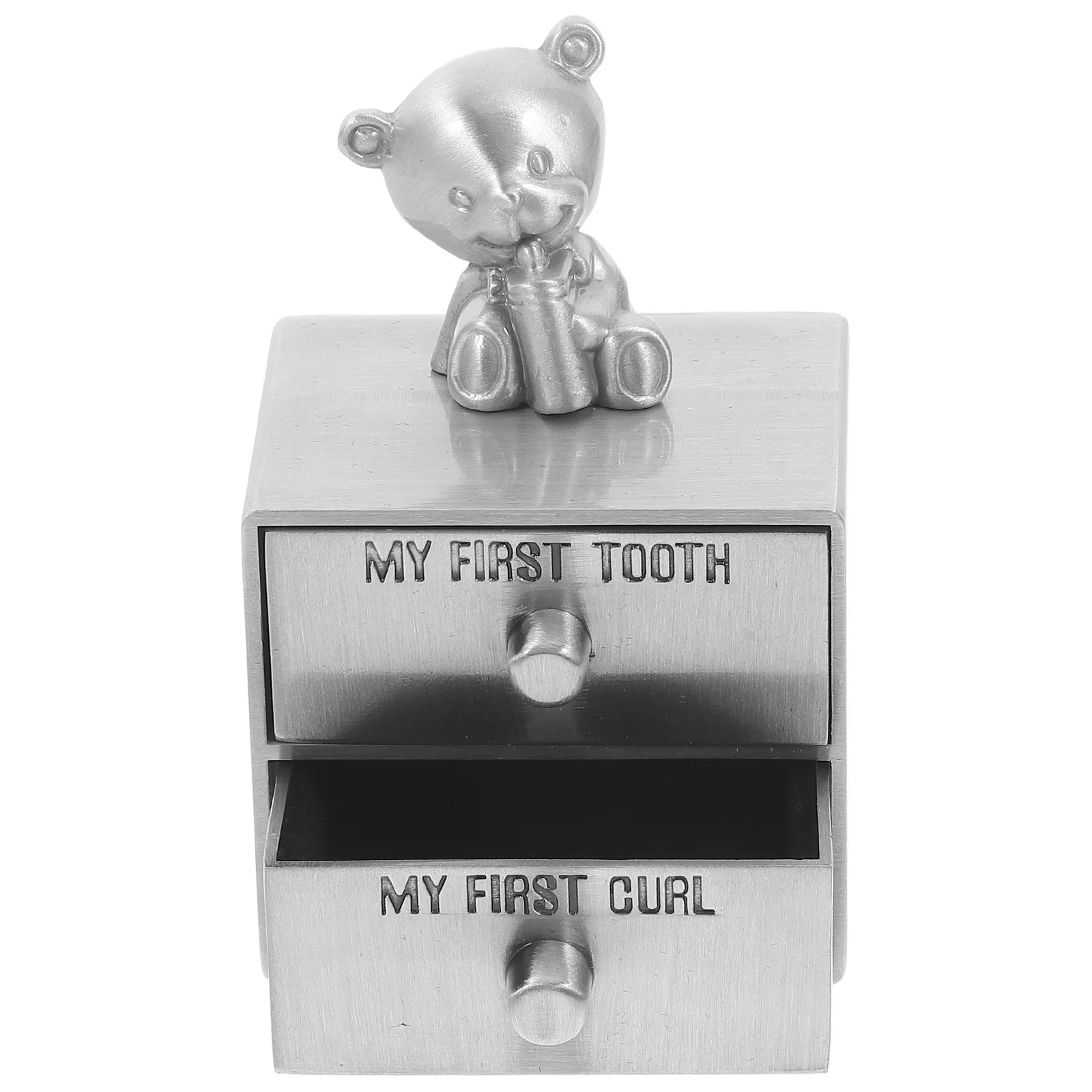 Baby eerste tand opbergdoos metalen lade organisator dubbellaags tand en krul aandenken voor babyhaar en tandencollectie